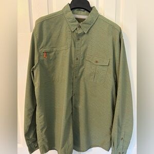 Howler Brothers Matagorda Olive Wave-Print Long Sleeve Button-Down